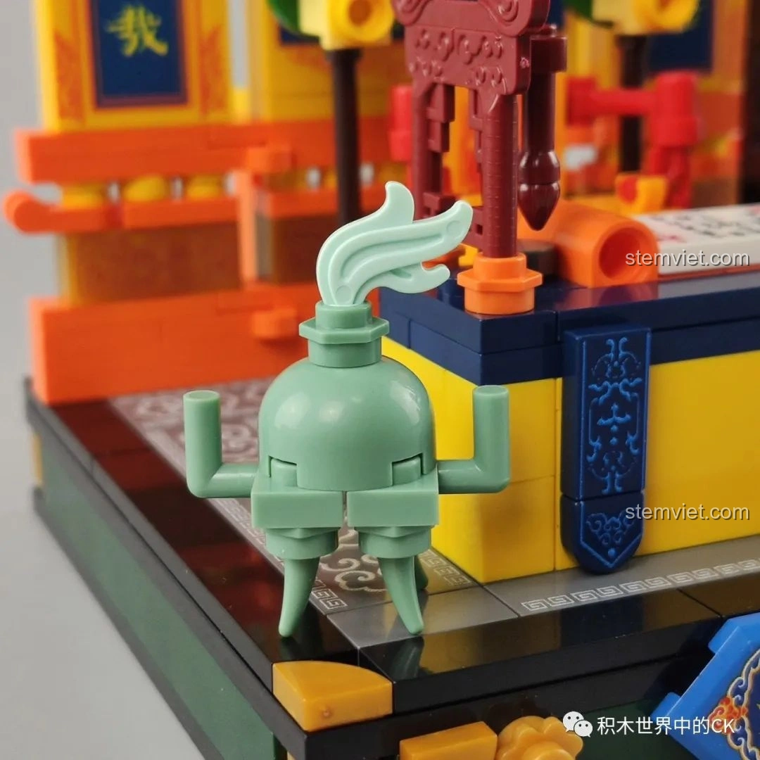 Chi tiết lư hương cổ kính của bộ Keeppley K10143, thiết kế độc đáo, tăng tính chân thực cho mô hình.