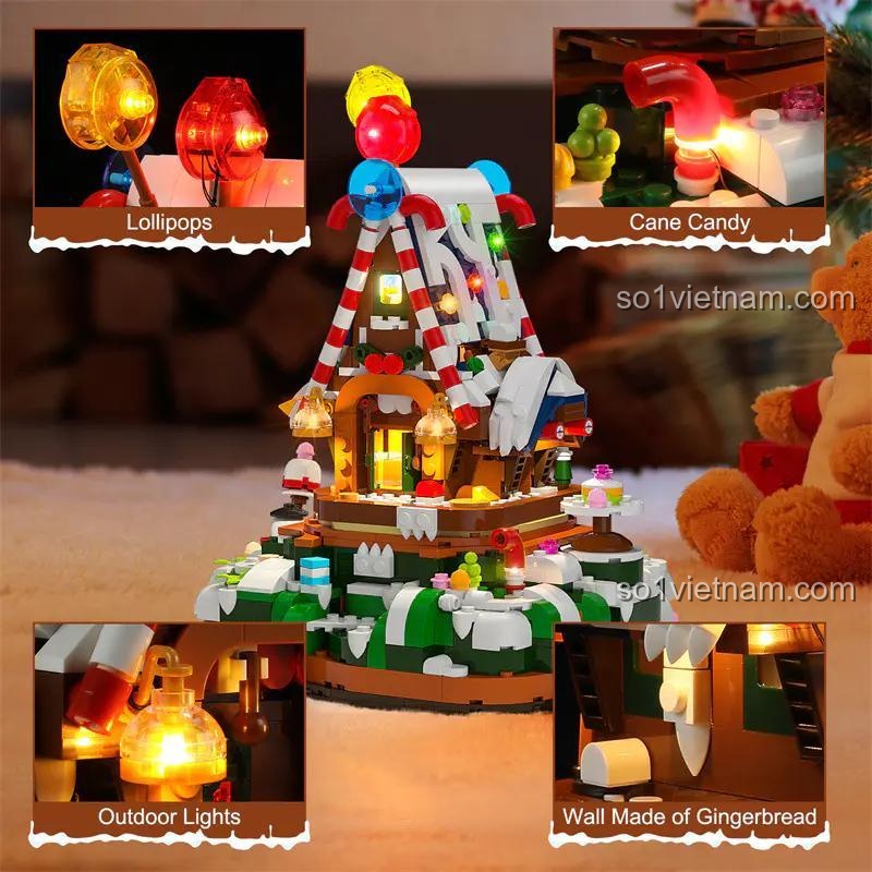 Kích thước Ngôi nhà Kẹo Giáng Sinh Lumibricks F9009