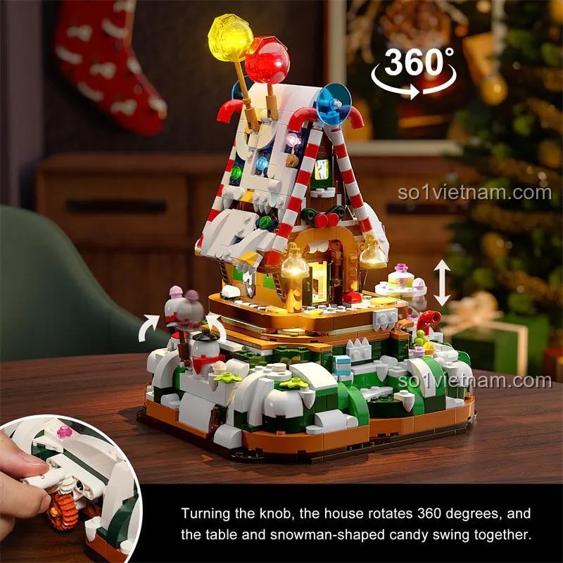 Ngôi nhà Kẹo Giáng Sinh Lumibricks F9009 xoay 360 độ