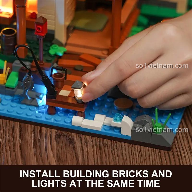 Chi tiết bếp nướng cá ngôi nhà ven hồ Lumibricks FH9004, 1969 mảnh