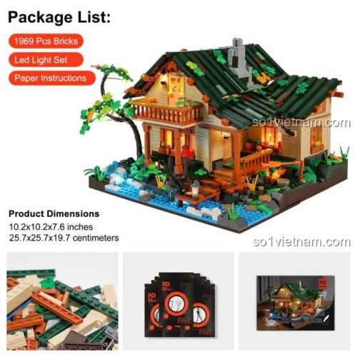 Bộ lắp ghép Lumibricks FH9004 Ngôi nhà ven hồ với đèn LED, 1969 mảnh, độ tuổi 8+