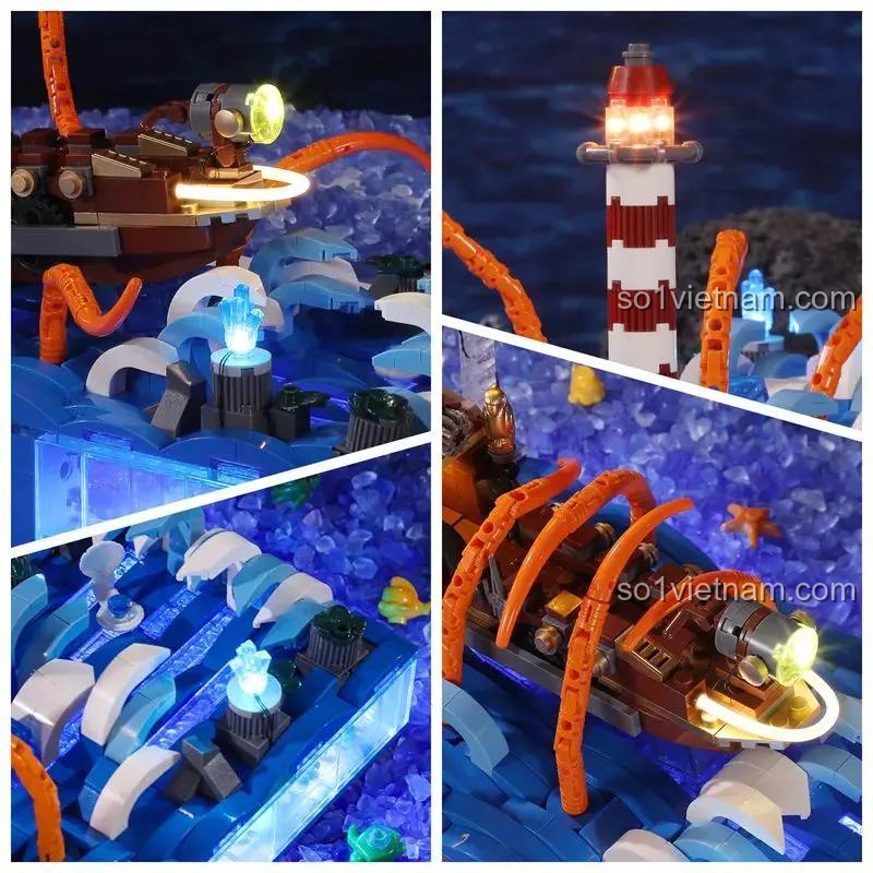 Lumibricks FH-9003 Thuyền phiêu lưu biển cả sáng đèn với các chi tiết, đồ chơi sáng tạo cho bé 8 tuổi