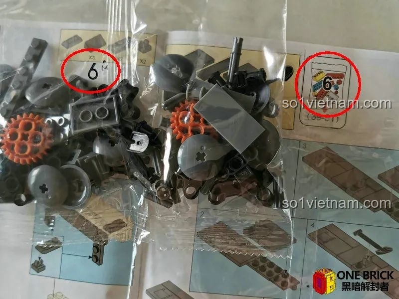 Lưu ý về việc in số trên túi gạch của Sluban M38B0851, số 6 và số 9 có thể gây nhầm lẫn cho người lắp ráp.