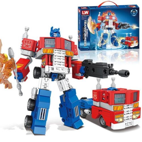 Bộ lắp ráp LW 7040 Optimus Prime cho bé trai 6 tuổi, mô hình robot biến hình thành xe tải giá rẻ.
