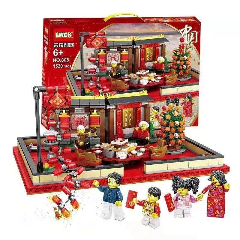 Hộp đồ chơi mô hình LWCK 808 Sách Lắp Ráp Tết Nguyên Đán, quà tặng ý nghĩa cho bé 6 tuổi.