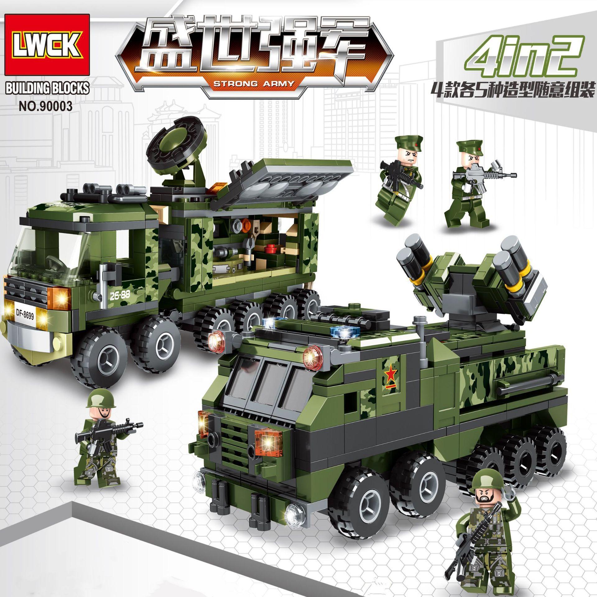 Bộ lắp ráp LWCK 90003 Xe Tên Lửa Chống Tăng và Xe Vận Tải Quân Sự, đồ chơi mô hình quân sự cho bé trai 6 tuổi, giá tốt.