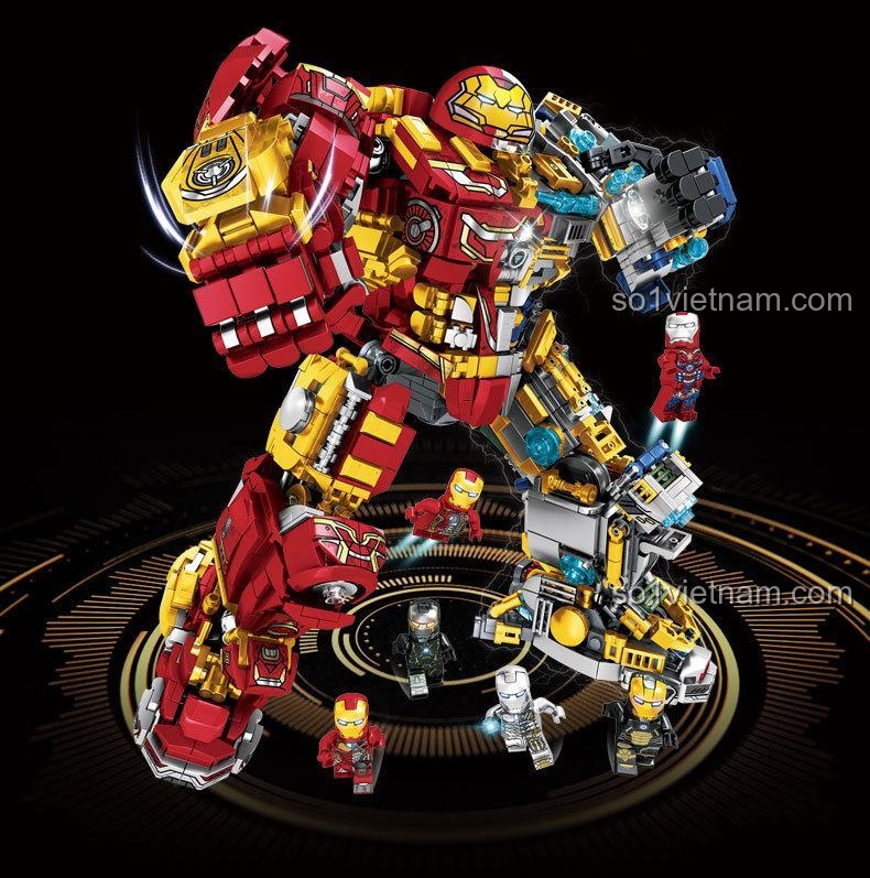 Hình ảnh quảng cáo bộ đồ chơi Iron Hero LY 76078 với hiệu ứng ánh sáng