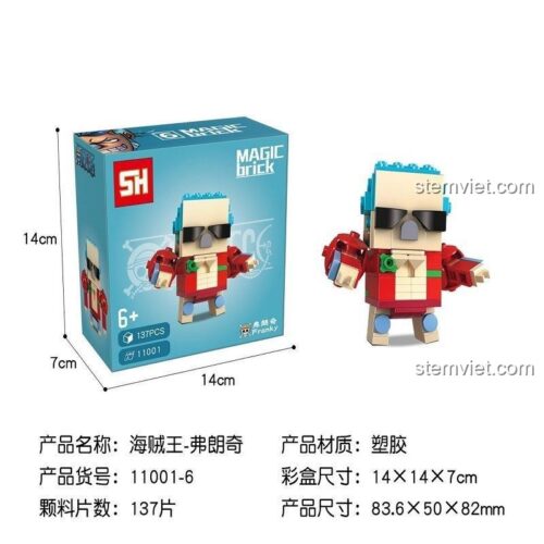 Hộp sản phẩm Franky - MAGIC BRICK 11001-6 - Bộ lắp ghép nhân vật hoạt hình One Piece