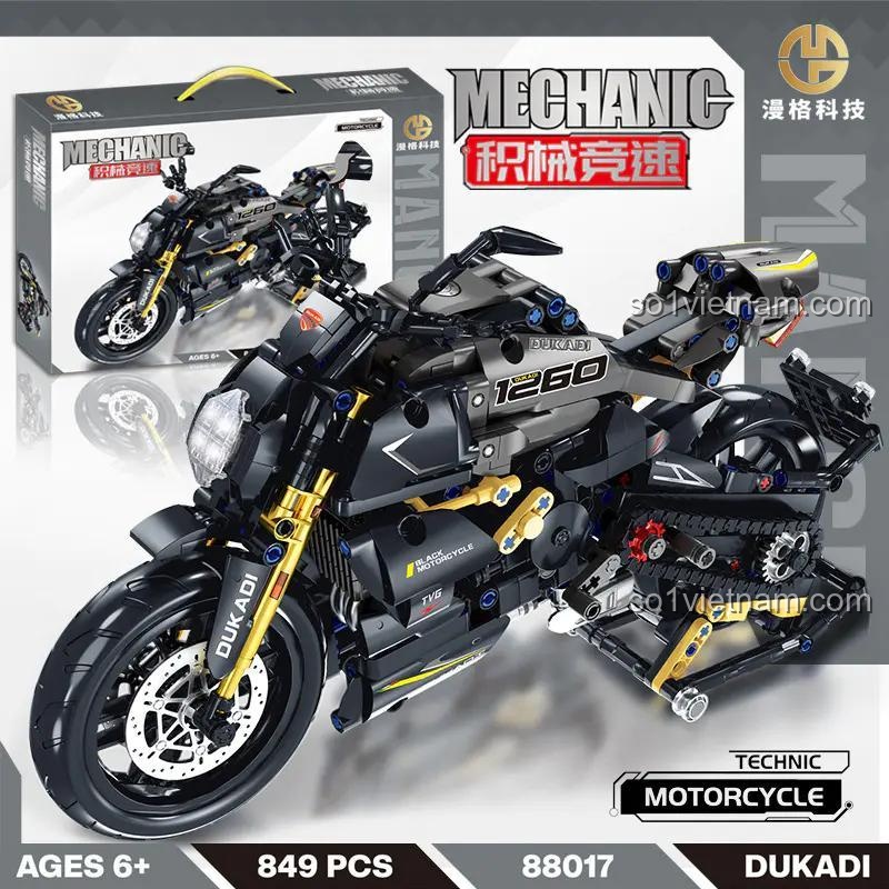 Mô hình xe mô tô Ducati 1260 Mange 88017 hoàn chỉnh, đồ chơi lắp ráp 849 mảnh, phát triển tư duy cho bé trai 6 tuổi