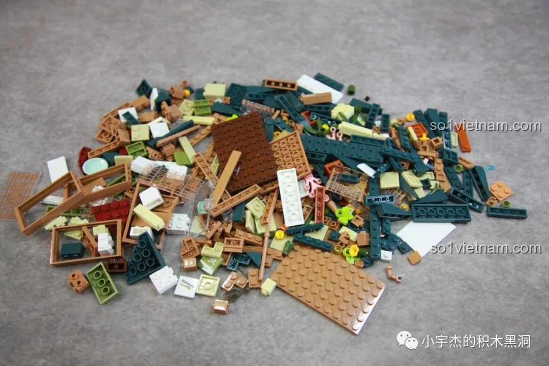 Toàn bộ mảnh ghép của gói số 2 trong bộ inbrixx 880018 Ngôi Nhà Nhật Bản Kumamon, đa dạng màu sắc và hình dạng.