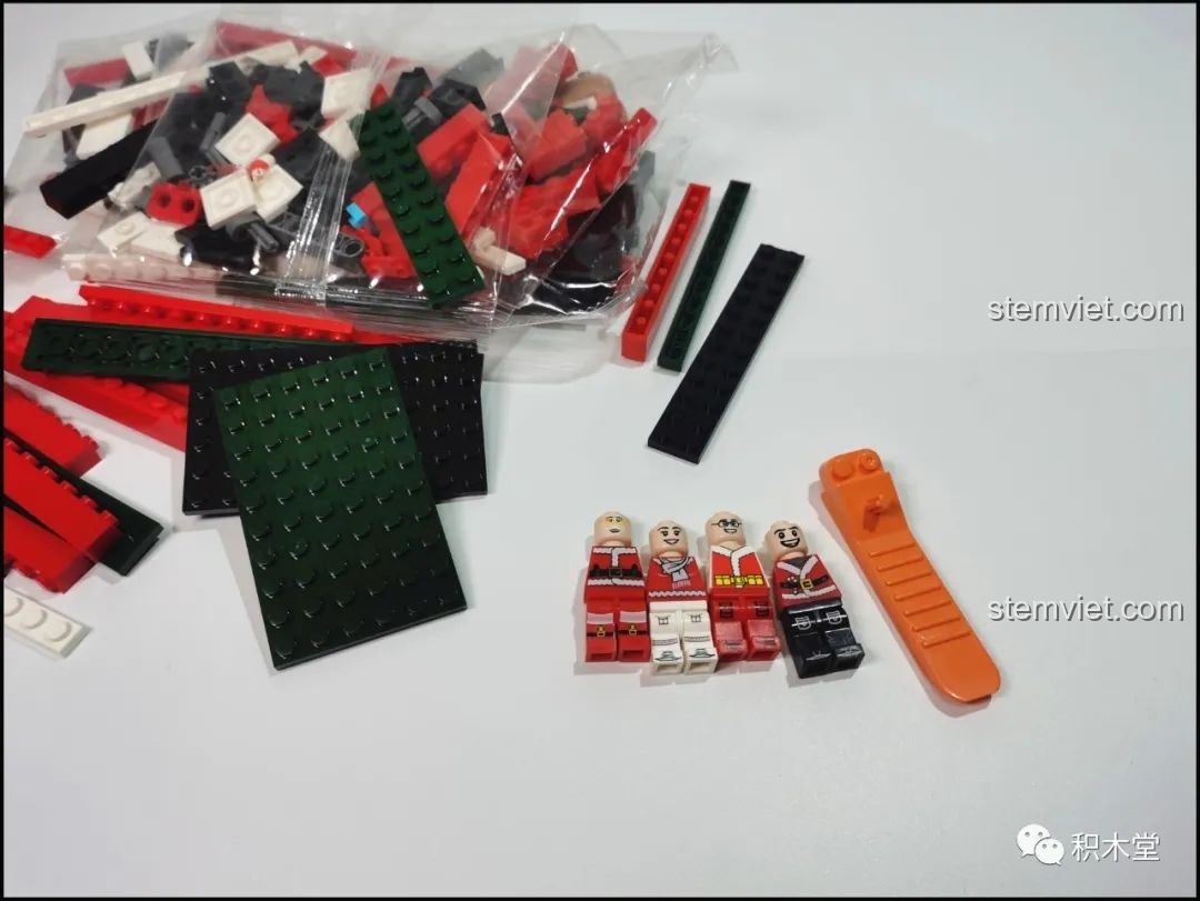 Các mảnh ghép đa dạng màu sắc và 4 nhân vật minifigure của bộ lắp ráp Forange FC6003.