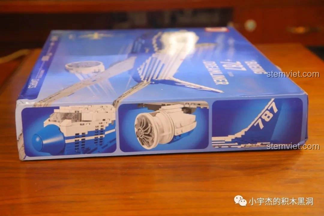 Mặt bên hộp đồ chơi lắp ráp TEC Creators 80009, hiển thị chi tiết động cơ và đuôi máy bay.