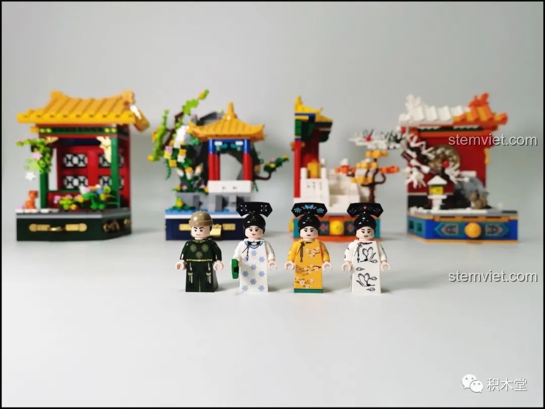 Mặt sau của bốn mô hình lắp ghép Wekki Vườn Thượng Uyển Bốn Mùa