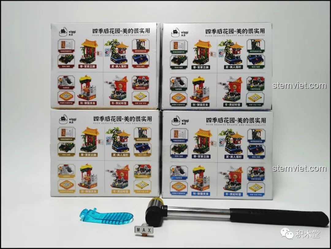 Mặt sau hộp bộ lắp ghép Wekki 506002 Vườn Thượng Uyển Bốn Mùa: Cảnh Xuân - Quan Gia Lập Kỳ với hình ảnh chi tiết