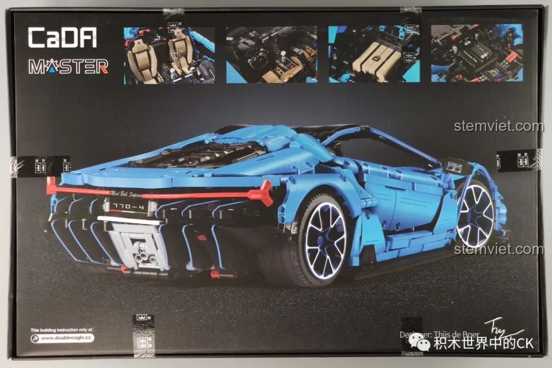 Mặt sau hộp Hypercar Lamborghini Centenario 61041 hiển thị các tính năng và góc nhìn phía sau của mô hình.