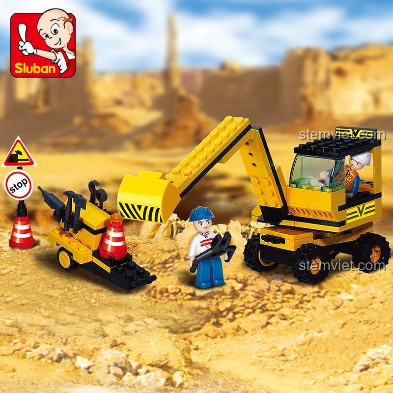 Máy xúc Sluban M38-B9600 và minifigure
