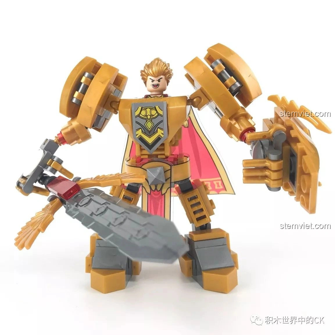 Góc nhìn nghiêng của Mô hình Mecha Arthur SEMBO 11859, thể hiện sự cân đối và khả năng tạo dáng.