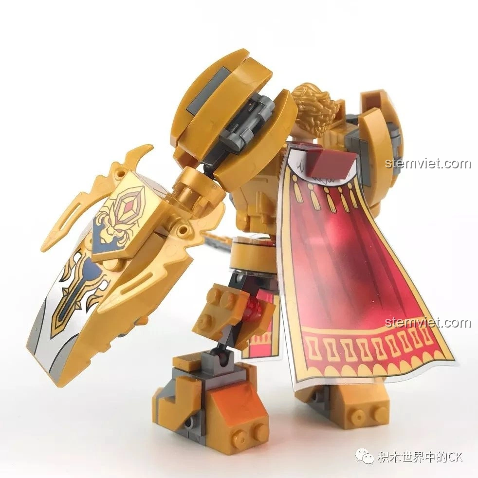 Mô hình Mecha Arthur SEMBO 11859 tạo dáng chiến đấu, thể hiện sự linh hoạt của khớp nối.