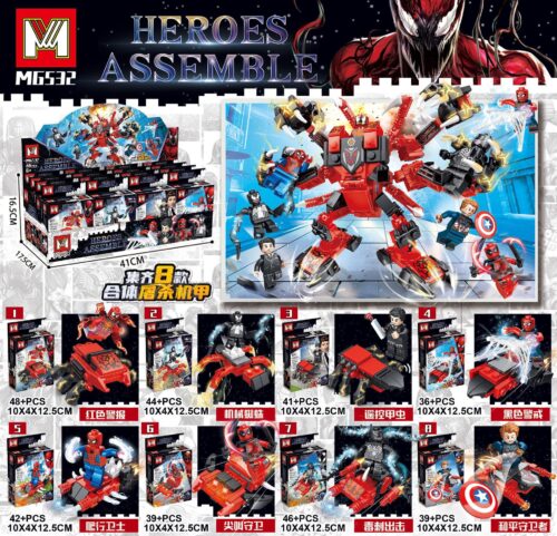 Hộp sản phẩm bộ lắp ghép MG MG532 Cơ Giáp Tàn Sát Hợp Thể 8 Kiểu Marvel, đồ chơi lắp ráp siêu anh hùng Marvel cho bé trai 6 tuổi, giá tốt.