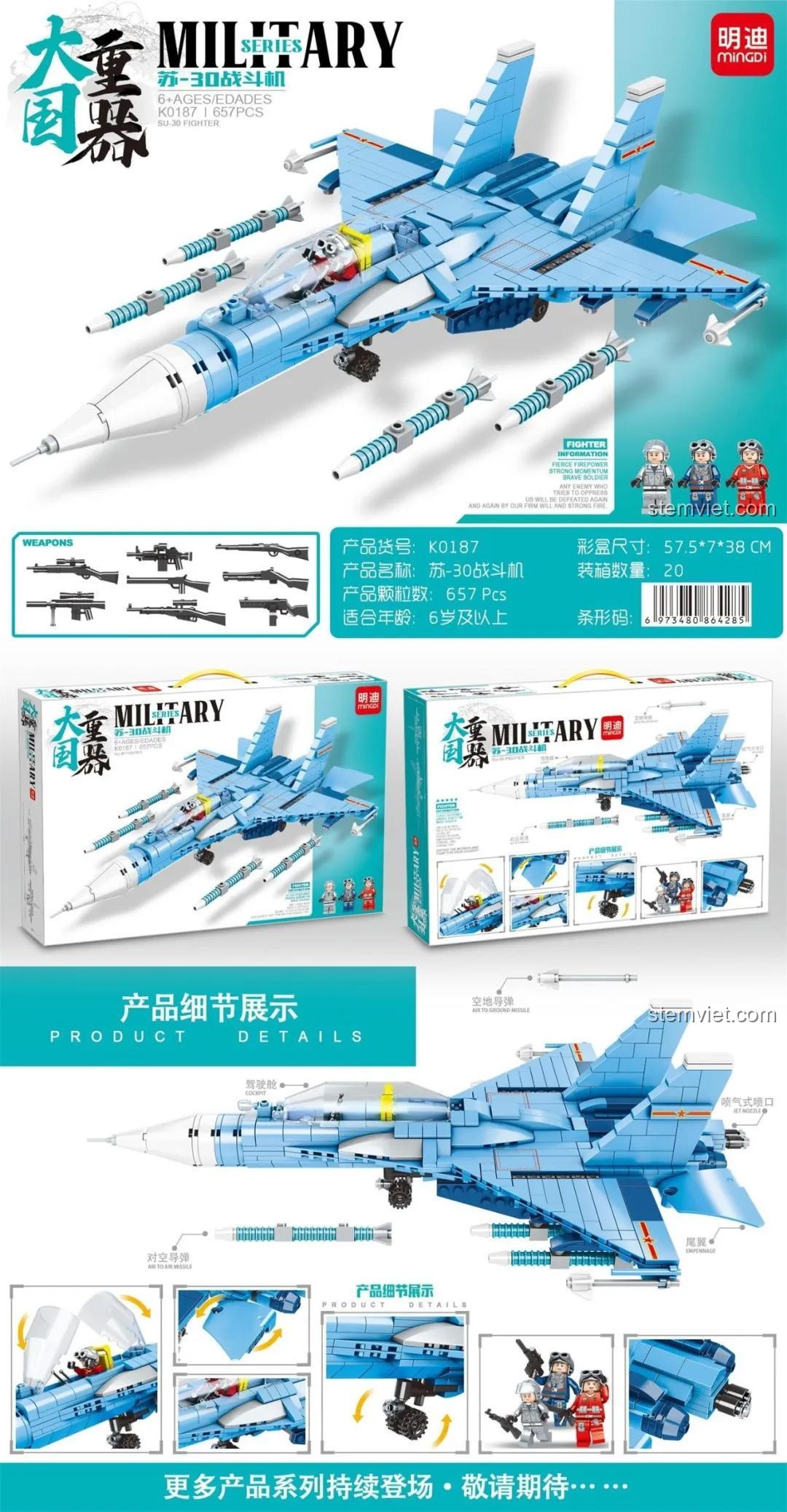 Toàn cảnh bộ lắp ghép máy bay chiến đấu MINDDi K0187