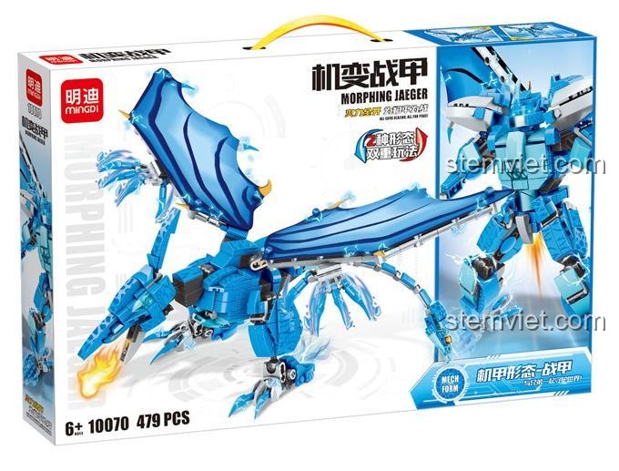 Bộ lắp ghép Mingdi 10070 Chiến Giáp Biến Hình Cánh Rồng 479 mảnh, mô hình robot chiến giáp màu xanh dương cho bé trai 6 tuổi, giá tốt.