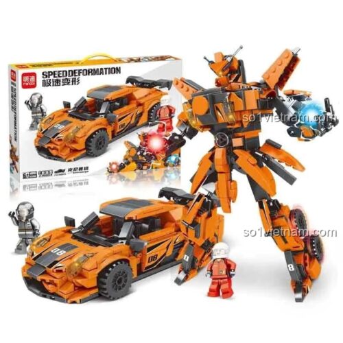 đồ chơi mô hình minGDi 10085 Siêu xe Koenigsegg biến hình robot, lắp được 2 kiểu, cho bé trai 6 tuổi, chất lượng cao