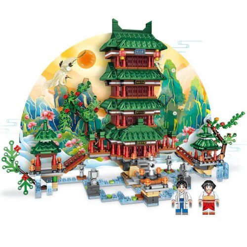 Bộ lắp ghép Đằng Vương Các Mingdi 58002 với 1265 chi tiết, có đèn LED, đồ chơi mô hình kiến trúc cổ cho bé trai và bé gái từ 6 tuổi.