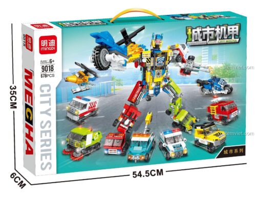 Hộp đồ chơi xếp hình Mingdi 9018 Mecha Bảo Vệ Thành Phố, món quà sáng tạo cho con trai.