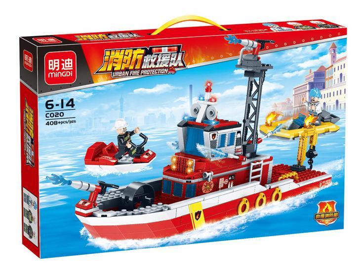 Bộ đồ chơi Tàu Cứu Hỏa Mingdi C020 408 mảnh ghép chất lượng cao cho bé trai 6 tuổi giá tốt