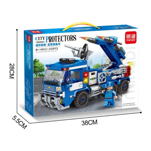 Bộ đồ chơi City Protectors H012 Xe Cảnh Sát Trang Bị MingDi, 332 mảnh, phù hợp cho bé trai 6 tuổi, có minifigure cảnh sát và vũ khí bắn đạn nhựa, giá tốt