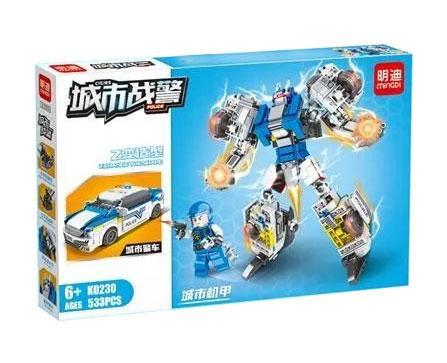 Bộ lắp ghép Xe Cảnh Sát Biến Hình Mingdi K0230, đồ chơi lắp ráp Robot Cảnh Sát cho bé trai 6 tuổi, giá tốt.