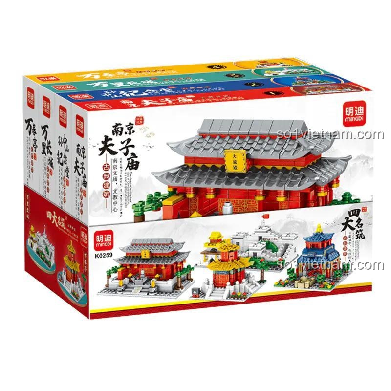 MinGDi K0259 bộ lắp ghép Bốn Công Trình Kiến Trúc Cổ Đại Nổi Tiếng đã lắp ráp, đồ chơi mô hình Kiến trúc cổ Trung Quốc cho bé 6 tuổi, giá tốt