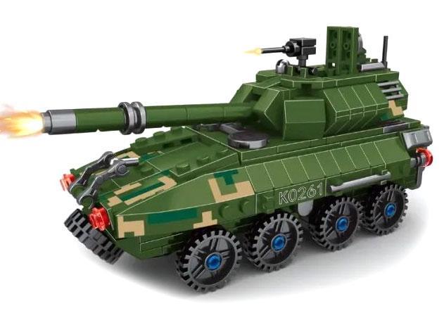 Bộ lắp ghép Xe tăng diệt tăng bánh lốp Mingdi K0261 bắn đạn nhựa, đồ chơi mô hình quân sự cho bé trai 6 tuổi, giá tốt.