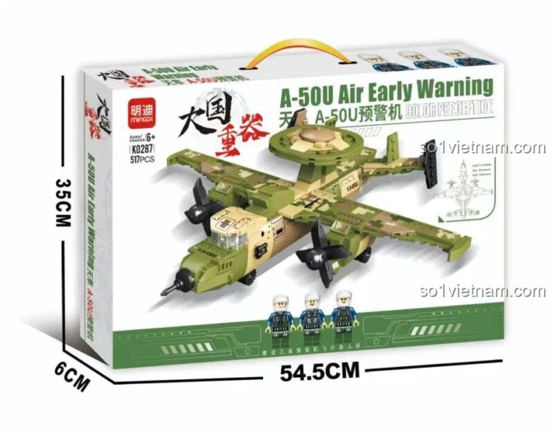 Đồ chơi mô hình MingDi K0287 Máy bay Thiên Ưng A-50U, bộ lắp ghép 517 chi tiết cho con trai 6 tuổi, giá tiết kiệm.