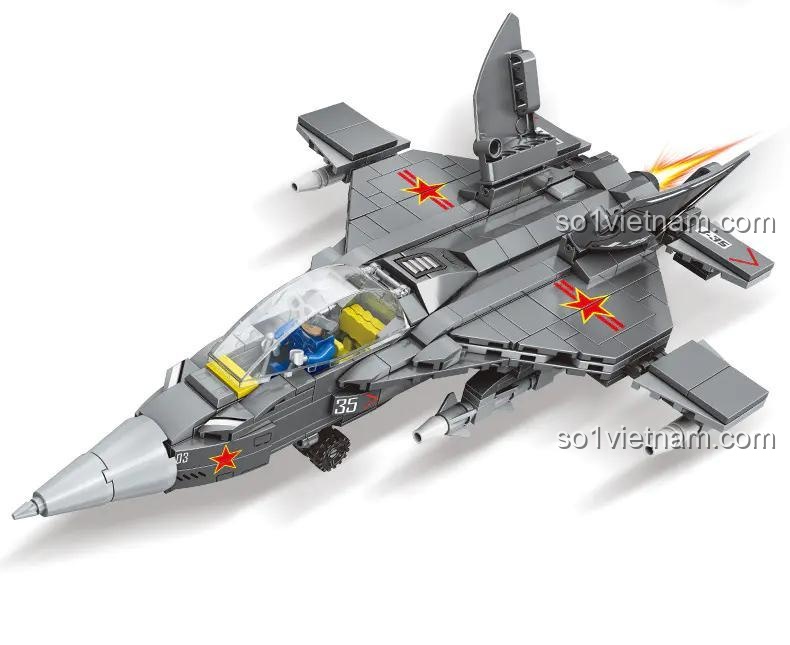 Mô hình máy bay J-35 của bộ lắp ghép Mingdi K0319, đồ chơi lắp ráp máy bay chiến đấu cho bé trai 6 tuổi, chi tiết cao, giá rẻ.