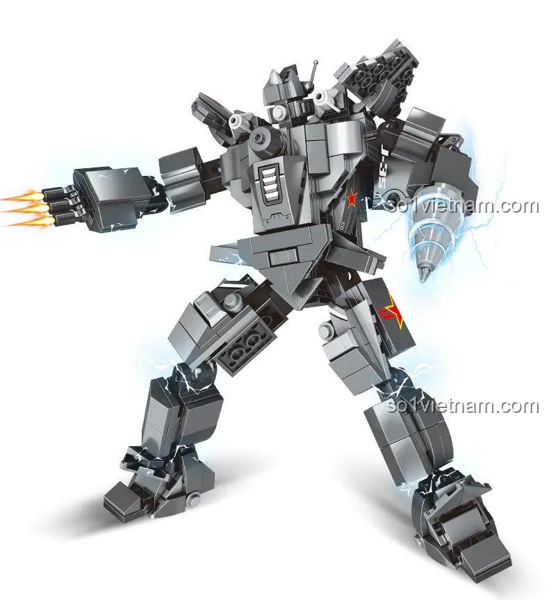 Mô hình robot chiến đấu từ bộ đồ chơi lắp ráp Mingdi K0319, robot biến hình 516 chi tiết, đồ chơi mô hình cho bé trai 6 tuổi, phát triển tư duy.