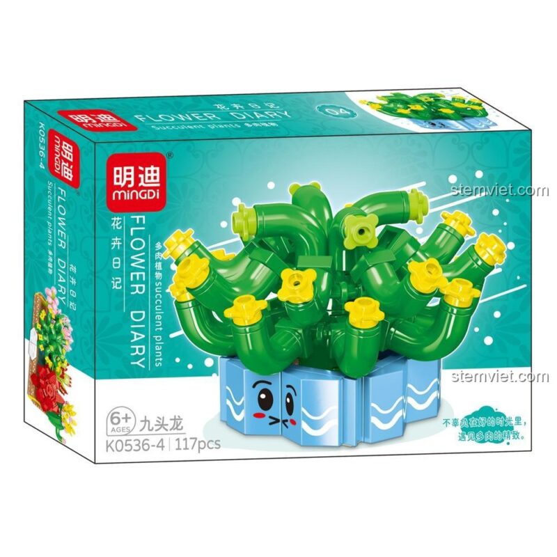 Mô hình cây rồng chín đầu Mingdi K0536-4, trong bộ đồ chơi mô hình cây mọng nước K0536, rèn luyện sự khéo léo cho bé 6 tuổi.