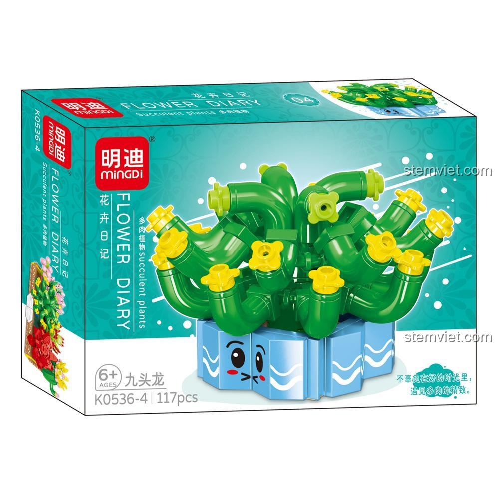 Mô hình cây rồng chín đầu Mingdi K0536-4, trong bộ đồ chơi mô hình cây mọng nước K0536, rèn luyện sự khéo léo cho bé 6 tuổi.