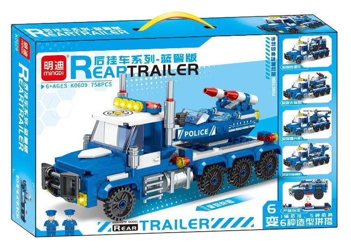 Bộ lắp ghép Mingdi K0609 Xe tải cảnh sát kéo tên lửa, đồ chơi mô hình xe cảnh sát biến hình 6 kiểu, phù hợp bé trai 6 tuổi, giá tốt.