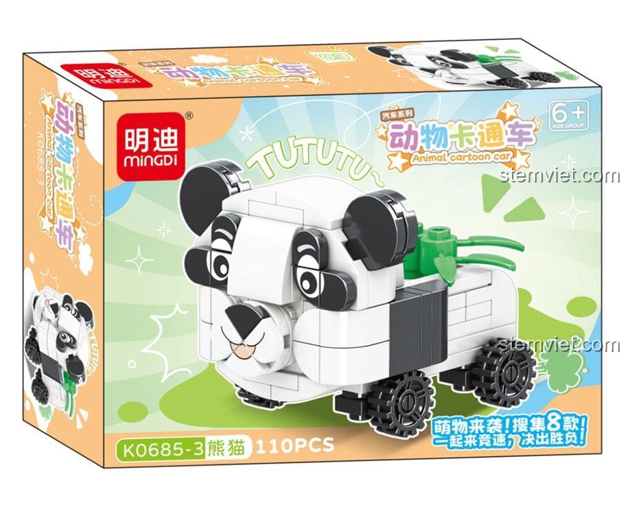 Hộp đồ chơi lắp ráp Mingdi K0685-3 Xe Gấu Trúc, bộ lắp ghép 110 mảnh, đồ chơi giáo dục cho trẻ 6 tuổi.