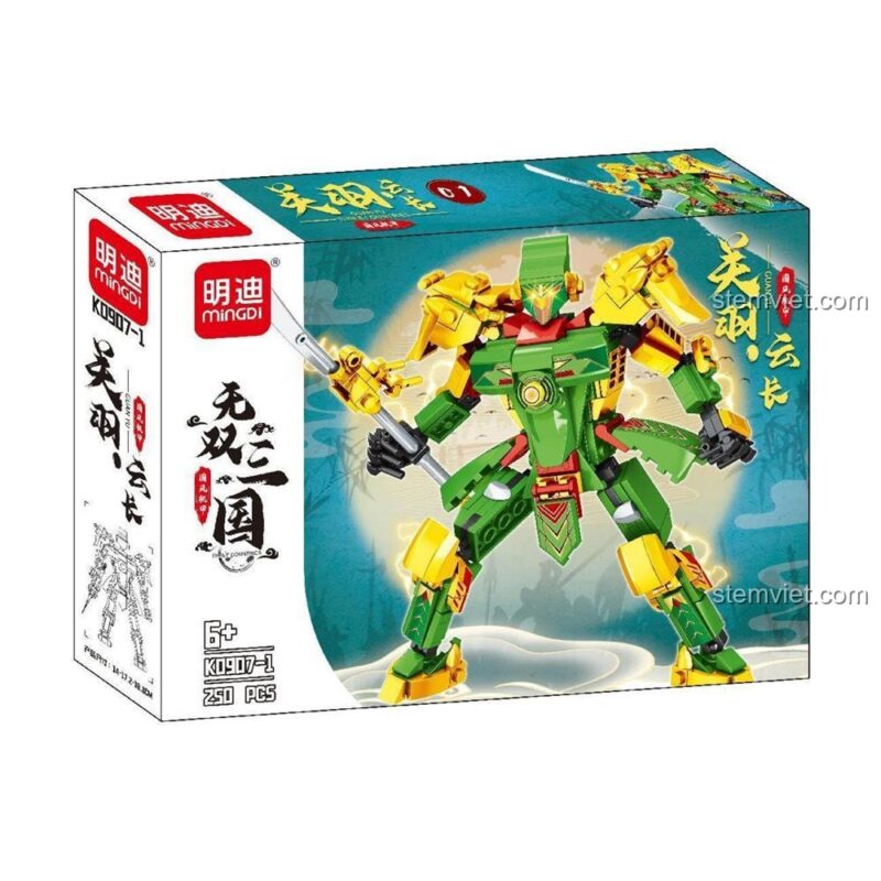 Hộp của bộ xếp hình Robot Lữ Bố K0907-2, một trong 4 chiến thần của bộ MINGDI K0907, với 279 chi tiết lắp ráp.