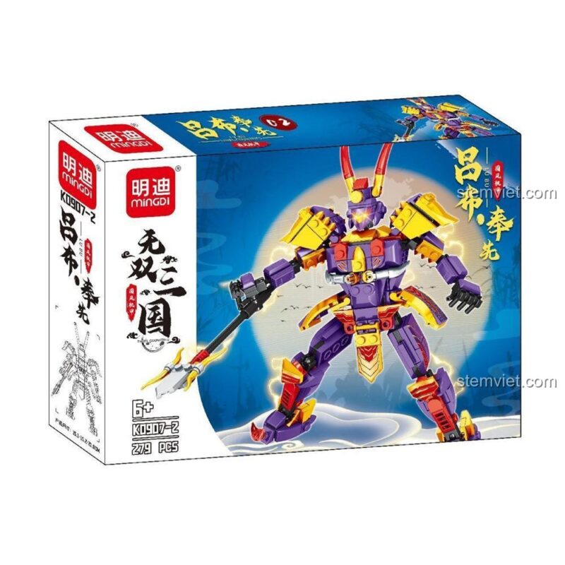 Hộp của bộ lắp ráp Robot Triệu Vân MINGDI K0907-3, mô hình chiến binh dũng mãnh với 269 mảnh ghép, phù hợp cho bé trai.