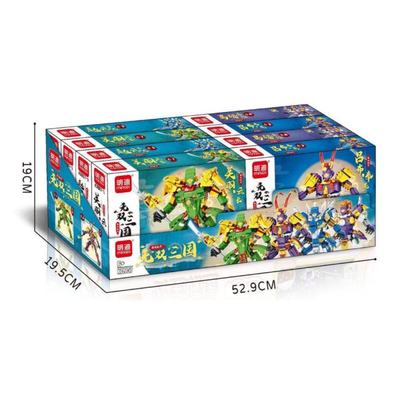 Hộp lớn của bộ lắp ráp Robot Mecha Tam Quốc MINGDI K0907, thể hiện kích thước 52.9x19.5x19cm, món quà giá rẻ cho bé trai 6 tuổi.