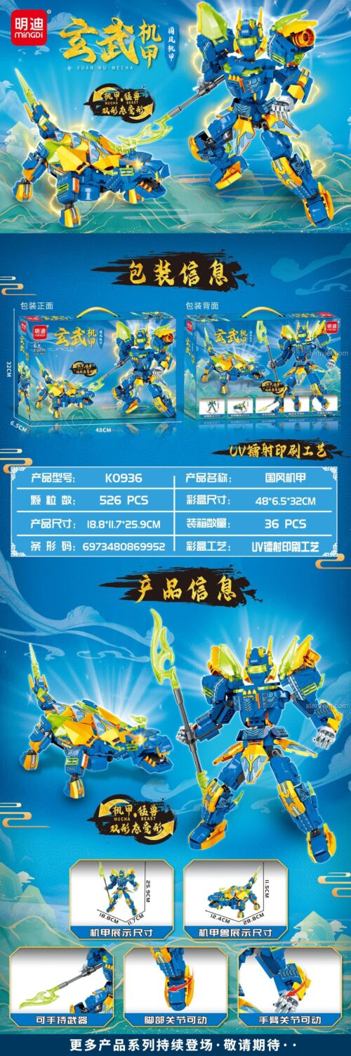 Chi tiết các mẫu lắp ráp của bộ đồ chơi mô hình Robot Huyền Vũ K0936, có thể biến hình 2 dạng, chất lượng cao.