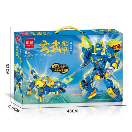 Hộp sản phẩm bộ lắp ráp Mecha Huyền Vũ Mingdi K0936, đồ chơi mô hình robot biến hình cho bé trai 6 tuổi giá rẻ.