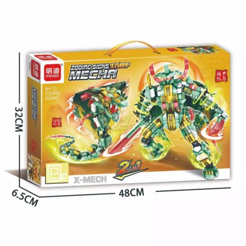 Hộp bộ lắp ráp Robot Giáp Hoàng Đạo Rắn Mingdi K0942 cho bé trai 6 tuổi, giá rẻ. Mô hình 2 trong 1.