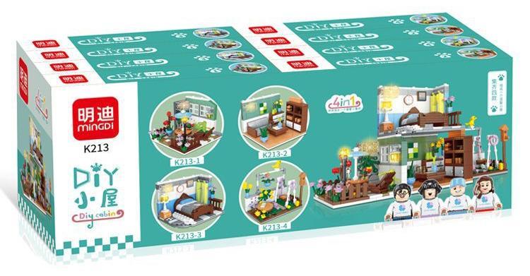 Bộ lắp ráp Ngôi nhà DIY Mingdi K213 4 trong 1 với 738 mảnh ghép, có đèn LED, dành cho bé gái 6 tuổi, giá tốt