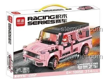 Hộp bộ lắp ghép Mingdi 10058 Xe Mercedes-Benz G-Class màu hồng, đồ chơi lắp ráp cho bé gái 6 tuổi