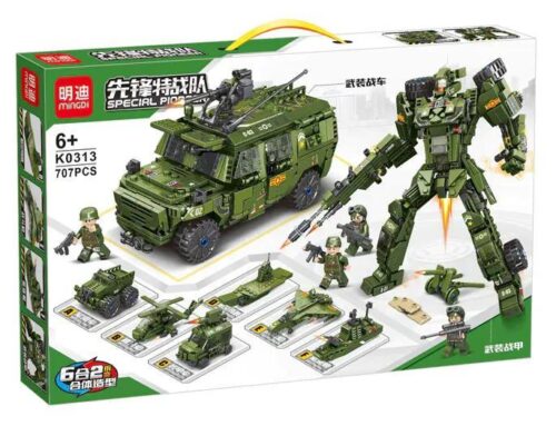 bộ lắp ghép Xe Chiến Đấu Bọc Thép Mingdi K0313, đồ chơi lắp ráp Robot Biến Hình Leibao, Đội Đặc Nhiệm Tiên Phong 6 tuổi, giá tốt