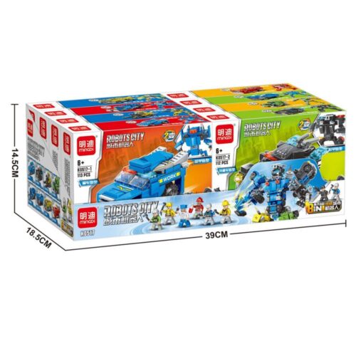 Bộ đồ chơi Robot Thành Phố Biến Hình 8 Trong 1 Mingdi Leibao K0517 với kích thước hộp rõ ràng, phù hợp bé trai 6 tuổi, giá tốt.